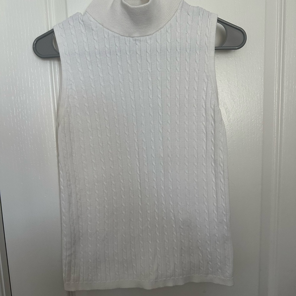 Jones New York White Cable Knit Tank Top